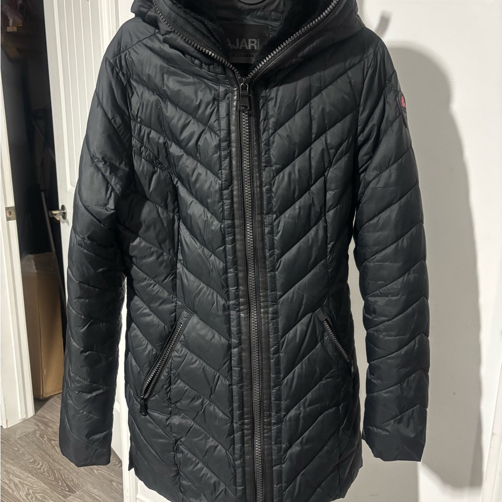 Black Quilted Hooded Jacket